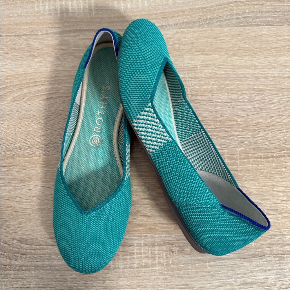Rothy's Teal Green Knit Flats